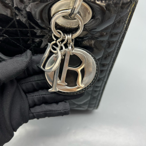 Dior Medium Lady Dior Patent Calfskin Black
