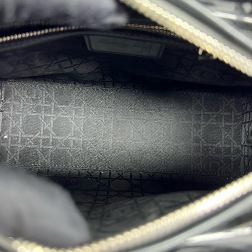 Dior Medium Lady Dior Patent Calfskin Black