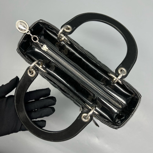 Dior Medium Lady Dior Patent Calfskin Black