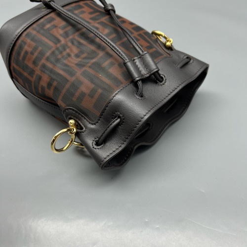 Fendi Mini Mon Tresor Bucket Zucca Calfskin Brown Dark Brown
