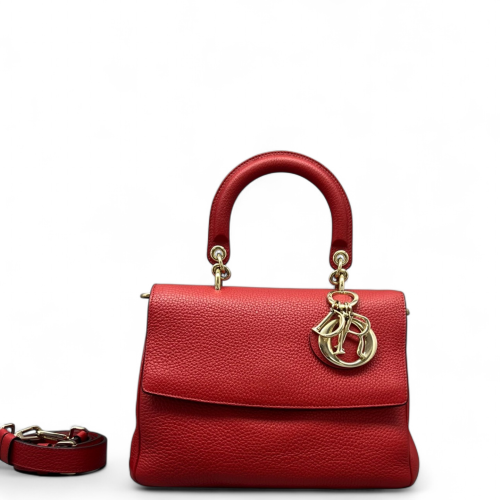 Dior Small Be Dior Flap Grained Calfskin Red