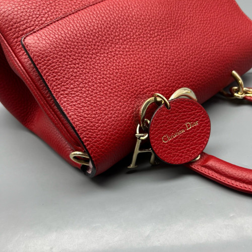 Dior Small Be Dior Flap Grained Calfskin Red