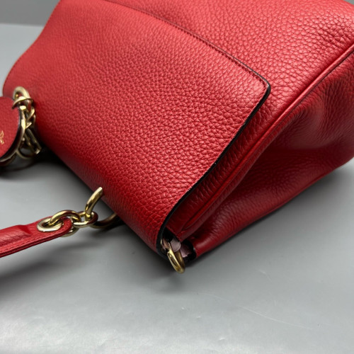 Dior Small Be Dior Flap Grained Calfskin Red