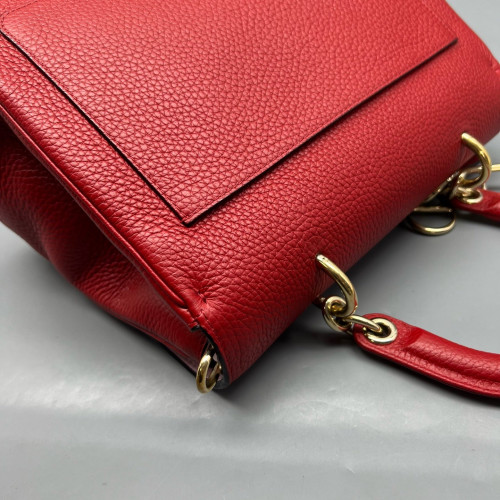 Dior Small Be Dior Flap Grained Calfskin Red