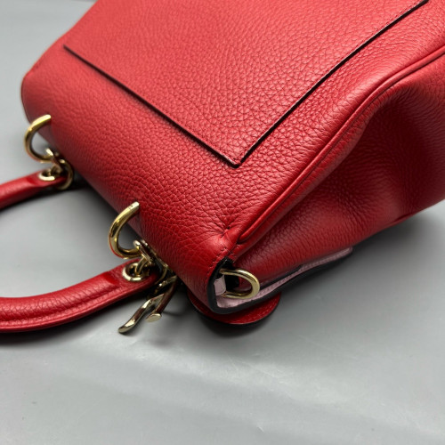 Dior Small Be Dior Flap Grained Calfskin Red