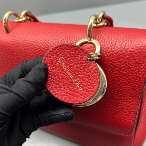 Dior Small Be Dior Flap Grained Calfskin Red