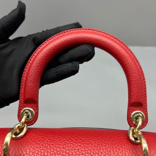 Dior Small Be Dior Flap Grained Calfskin Red