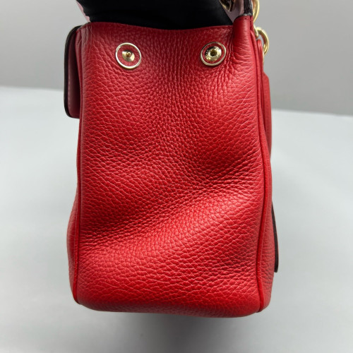 Dior Small Be Dior Flap Grained Calfskin Red