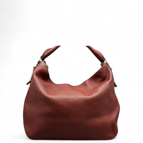 Burberry Shoulder Bag Grained Calfskin Burgundy Brown