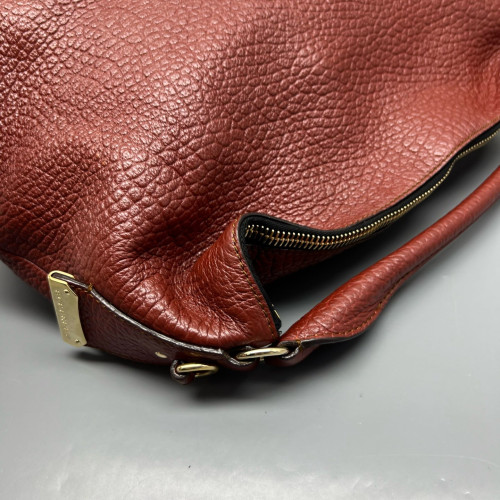 Burberry Shoulder Bag Grained Calfskin Burgundy Brown