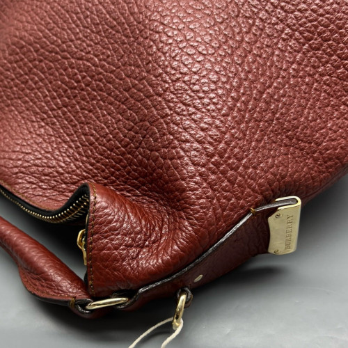 Burberry Shoulder Bag Grained Calfskin Burgundy Brown