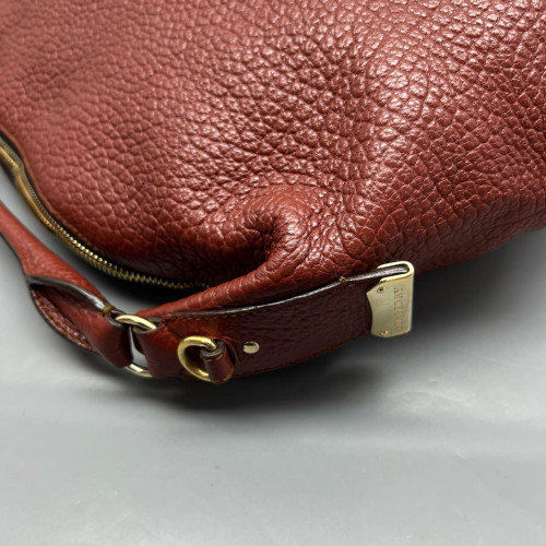 Burberry Shoulder Bag Grained Calfskin Burgundy Brown