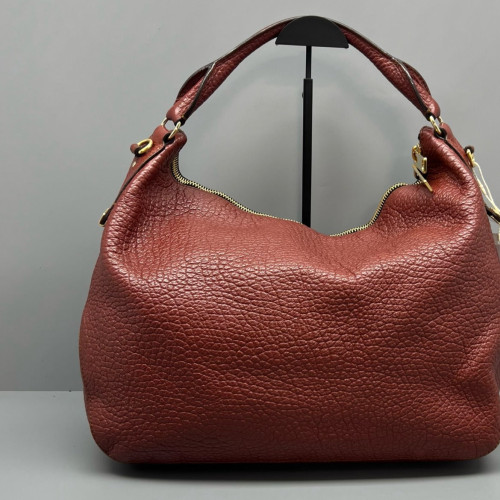 Burberry Shoulder Bag Grained Calfskin Burgundy Brown