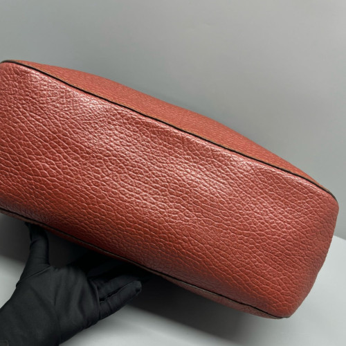 Burberry Shoulder Bag Grained Calfskin Burgundy Brown