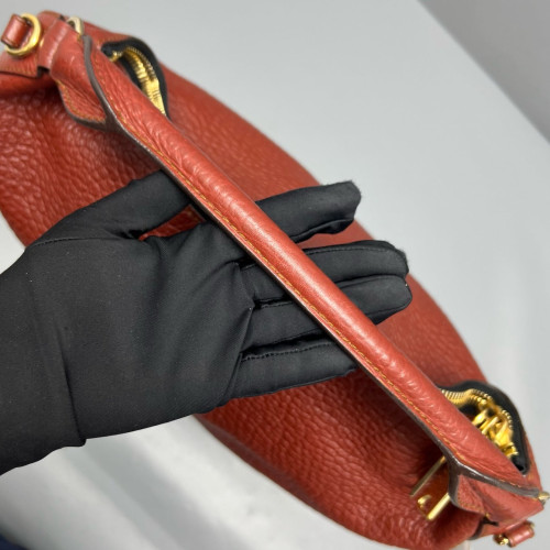 Burberry Shoulder Bag Grained Calfskin Burgundy Brown