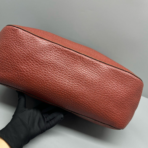 Burberry Shoulder Bag Grained Calfskin Burgundy Brown