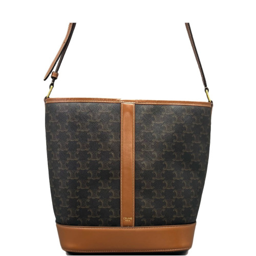 Celine Triomphe Bucket Bag Mediun Triomphe Brown Black Celine Triomphe Bucket Bag Mediun Triomphe Brown Black