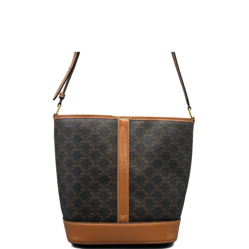 Celine Triomphe Bucket Bag Mediun Triomphe Brown Black Celine Triomphe Bucket Bag Mediun Triomphe Brown Black