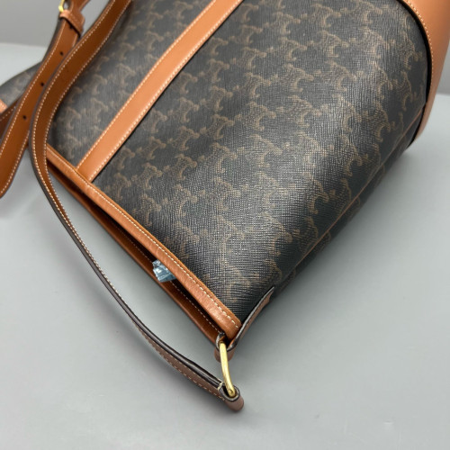 Celine Triomphe Bucket Bag Mediun Triomphe Brown Black Celine Triomphe Bucket Bag Mediun Triomphe Brown Black