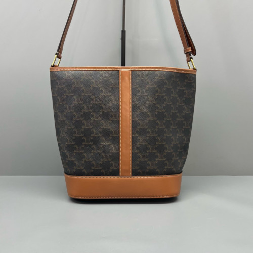 Celine Triomphe Bucket Bag Mediun Triomphe Brown Black Celine Triomphe Bucket Bag Mediun Triomphe Brown Black