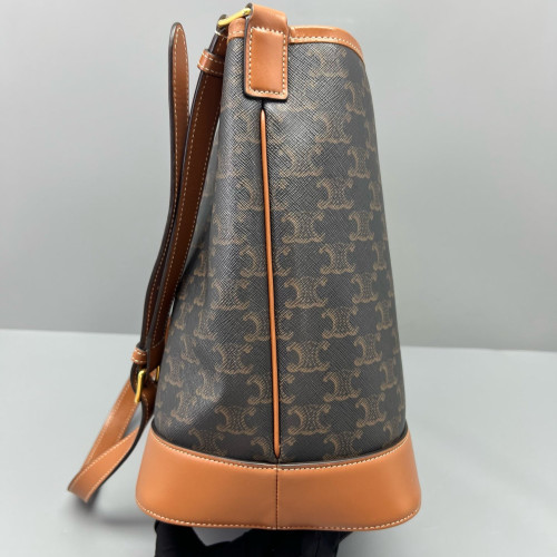 Celine Triomphe Bucket Bag Mediun Triomphe Brown Black Celine Triomphe Bucket Bag Mediun Triomphe Brown Black