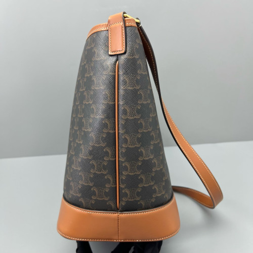 Celine Triomphe Bucket Bag Mediun Triomphe Brown Black Celine Triomphe Bucket Bag Mediun Triomphe Brown Black