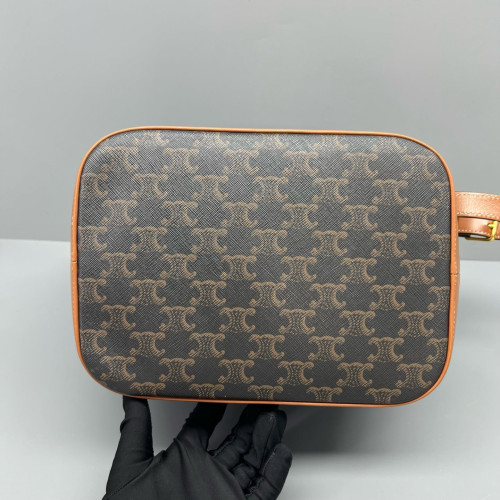 Celine Triomphe Bucket Bag Mediun Triomphe Brown Black Celine Triomphe Bucket Bag Mediun Triomphe Brown Black