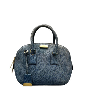 Burberry Small Orchard Bowling Bag Grained Calfskin Blue