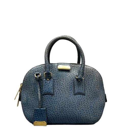 Burberry Small Orchard Bowling Bag Grained Calfskin Blue