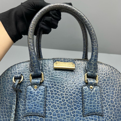 Burberry Small Orchard Bowling Bag Grained Calfskin Blue