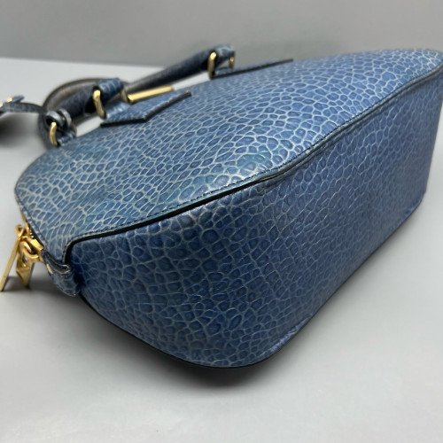 Burberry Small Orchard Bowling Bag Grained Calfskin Blue