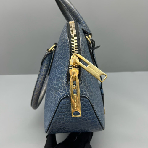 Burberry Small Orchard Bowling Bag Grained Calfskin Blue