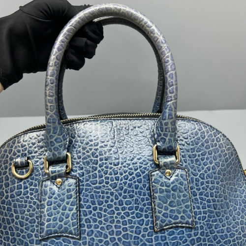 Burberry Small Orchard Bowling Bag Grained Calfskin Blue