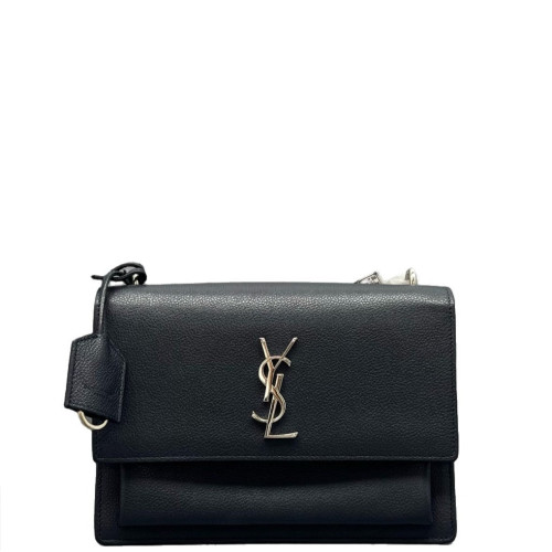 Yves Saint Laurent Medium Sunset Grained Calfskin Black
