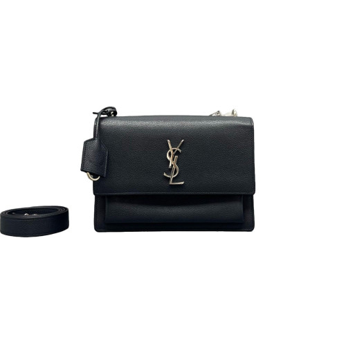 Yves Saint Laurent Medium Sunset Grained Calfskin Black