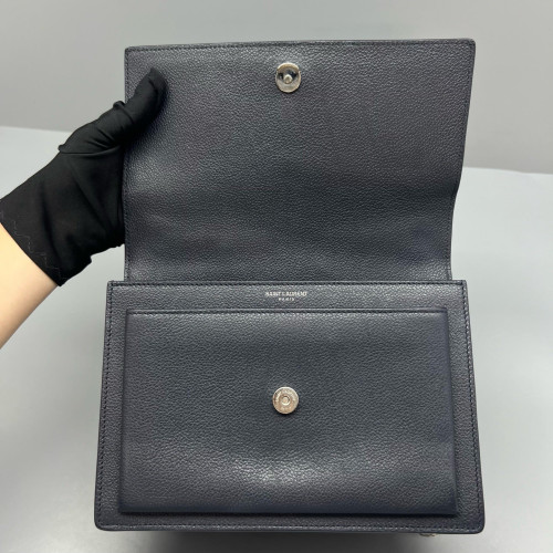 Yves Saint Laurent Medium Sunset Grained Calfskin Black