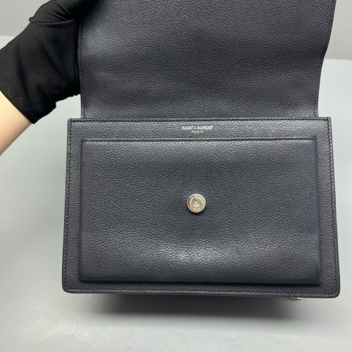 Yves Saint Laurent Medium Sunset Grained Calfskin Black