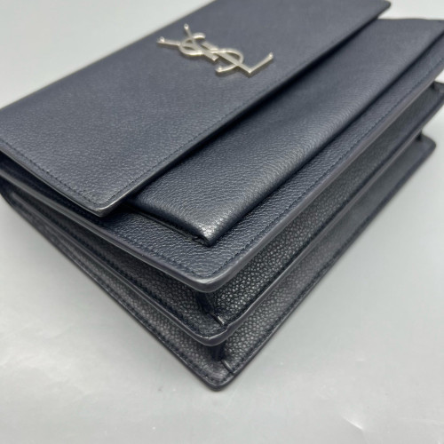 Yves Saint Laurent Medium Sunset Grained Calfskin Black