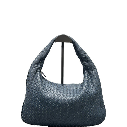 Bottega Veneta Medium Veneta Hobo Calfskin Intrecciato Dark Blue