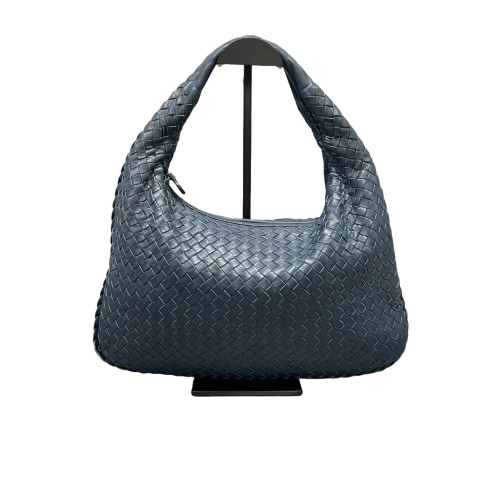 Bottega Veneta Medium Veneta Hobo Calfskin Intrecciato Dark Blue