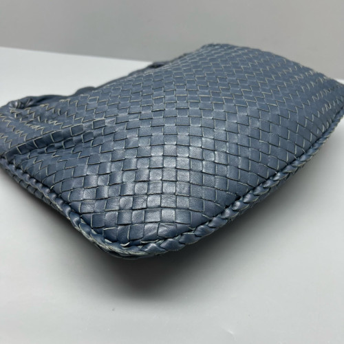 Bottega Veneta Medium Veneta Hobo Calfskin Intrecciato Dark Blue