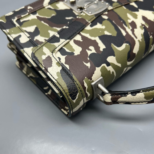 Miu Miu Camouflage Accordion Bag Calfskin Kaki Black White