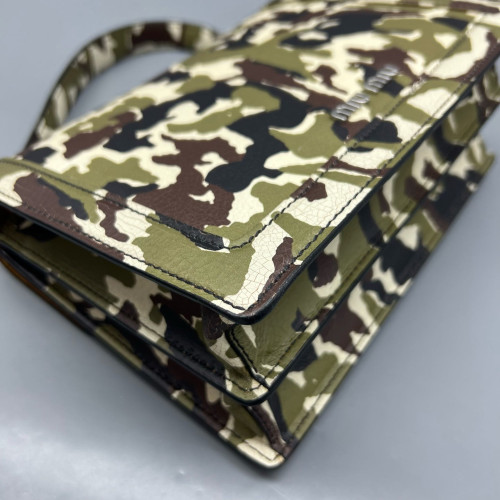 Miu Miu Camouflage Accordion Bag Calfskin Kaki Black White