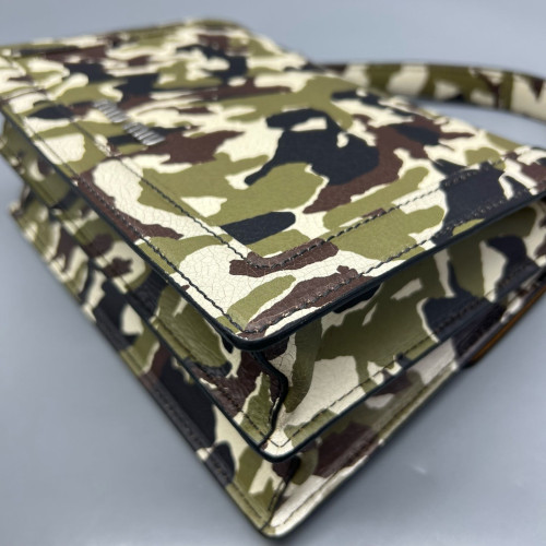 Miu Miu Camouflage Accordion Bag Calfskin Kaki Black White