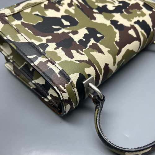 Miu Miu Camouflage Accordion Bag Calfskin Kaki Black White