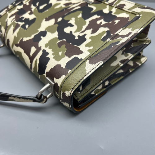 Miu Miu Camouflage Accordion Bag Calfskin Kaki Black White