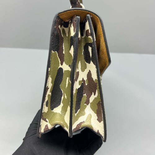 Miu Miu Camouflage Accordion Bag Calfskin Kaki Black White