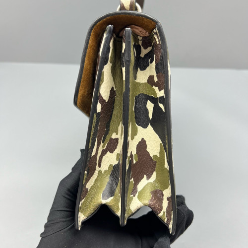Miu Miu Camouflage Accordion Bag Calfskin Kaki Black White