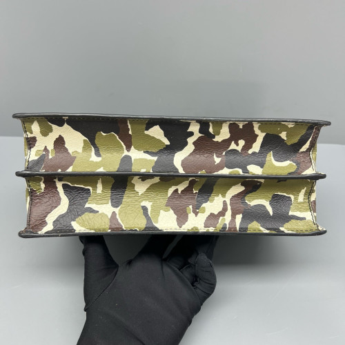 Miu Miu Camouflage Accordion Bag Calfskin Kaki Black White