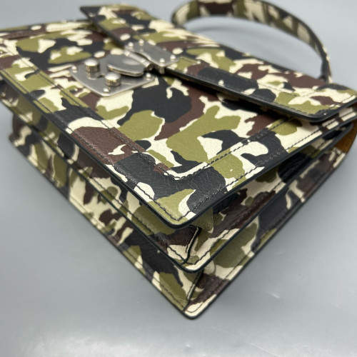 Miu Miu Camouflage Accordion Bag Calfskin Kaki Black White